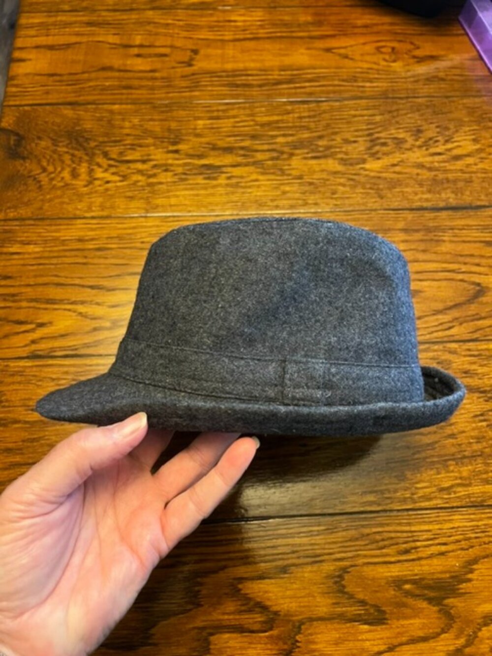 Men's Fedora Hat, Wool/Polyester, Gray, Brim up or Down - Excellent Condition!